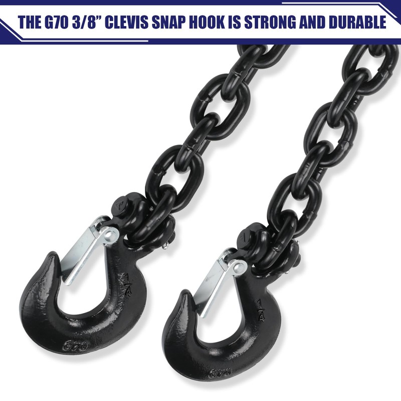JEXTRA 1/4" x 35" Grade 70 Trailer Safety Chain, Clevis