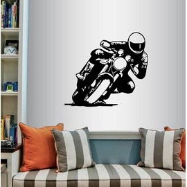 Wall Vinyl Decal Home Decor Art Sticker Dirt Bike Riding Racing Extreme Moto Sports Boy Man People Transportation Bedroom Living Room Removable Stylish Mural Unique Design 829