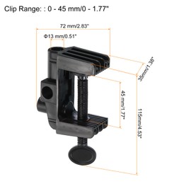 PATIKIL 0.51" Hole Dia. Desk Clamp, 4 Pcs Plastic Adjustable Universal C-Clamp Base for Microphone Mic Arm Table Lamp Gooseneck Mount Holder, Black