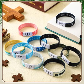 Tondiamo 4 Pcs Wearable Bible Bracelet Bible Verse Daily Bracelet with NFC Inspirational Verse Jewelry Spiritual Energy Quotes Christian Scripture Wristbands Christian Gifts for Women Men