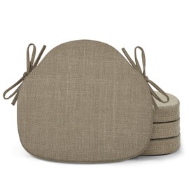 Shinnwa Dining Chair Cushions Set of 4, High-Resilience Foam Windsor Seat Pads, Kitchen Chair Cushions with Ties & Textured Cover, 4 Pack, 16.5 x 15.5 x 2, Light Brown