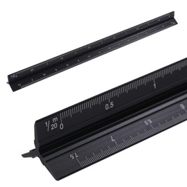 Lubonarie Triangular Scale Reduced Copy Triangle Ruler Aluminum Ruler Scale Scale Copy Down Land House Researcher Drafting Supplies Architectural Drawing 32.5cm (Black, Small Scale)