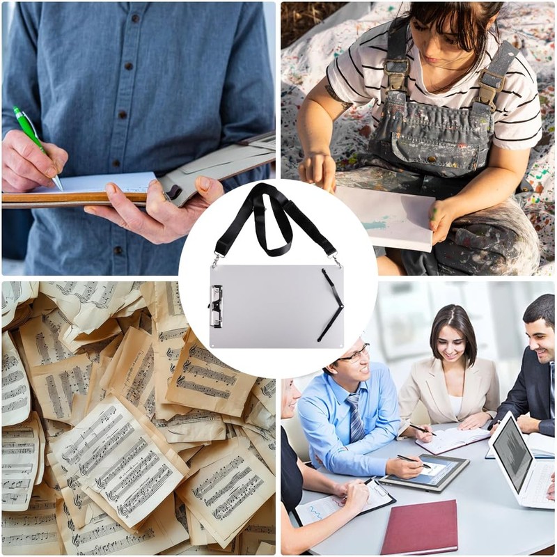 Aupawdy Clipboard A4, Aluminium Clipboard with 160 cm Adjustable Shoulder
