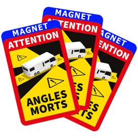 lepni.me Pack of 3 Magnetic Blind Spot Warning Signs Attention Angles Morts Stickers for Motorhome Caravan in France Strong Magnet Decals with UV Protection