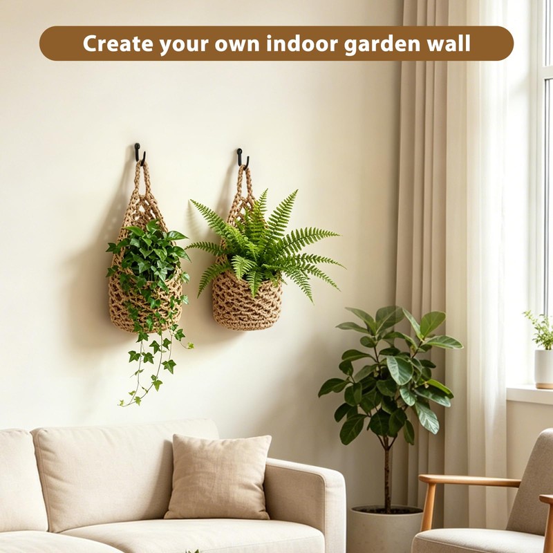 VMEECARL 4-Pack 5-Inch Macrame Wall Plant Hangers, Natural Cotton Hanging