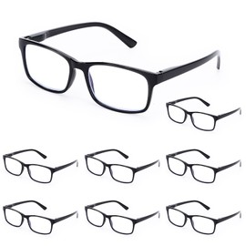 WALMXX Reading Glasses,8 Pack Reading Glasses Blue Light Blocking for Men Women,Anti Eyestrain/Dryness/UV Lightweight Readers (Black, 4, x)