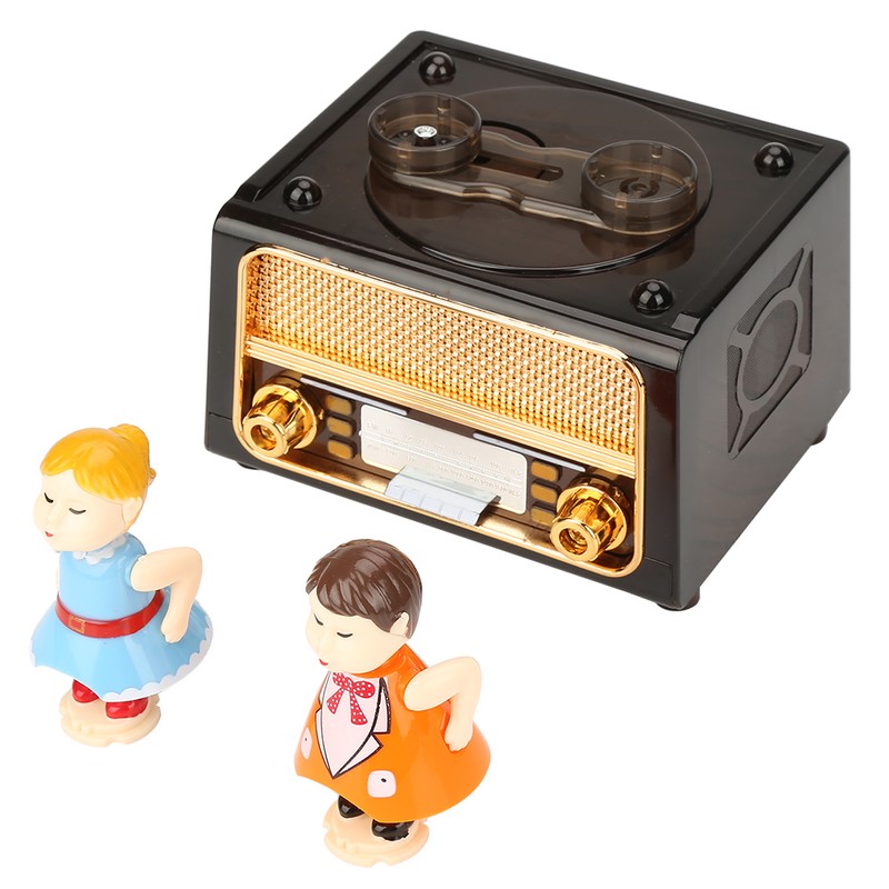 Retro Radio Shape with Lovely Dolls Storage Music Box Wedding