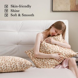 Softhour Silky Pillowcase Premium Satin Pillow Cases with Zipper Closure for Hair and Skin, King Size 20 x 36 Inches, Gifts for Women Men, Leopard