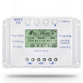MPPT 20A Solar Panel Controller 12V 24V Solar Controller Dual Timer Function for PV Lighting System LED T 20 Solar Controller