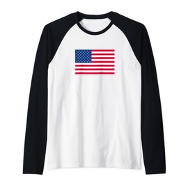 American Flag Chest Motif USA Raglan Baseball Tee