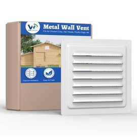 Wintcomfort Chicken Coop Metal Wall Vent, 10" x 10" Metal Shed Vent with Built-in Screen for Anti-Debris, Louver Vent Grille for Chicken Coop, Hen House, Poultry Cage, Rabbit Hutch, White
