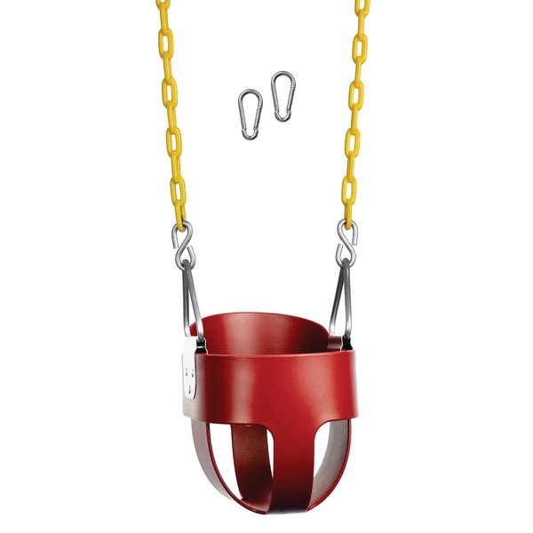 New Bounce Toddler Swing Seat - Outdoor Baby Swing, Fully Assembled with Coated Chains and Rust-Proof Stainless Steel - Your Child Will Love This Heavy Duty High Back Full Bucket Swing