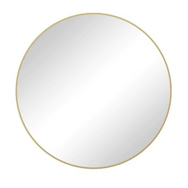 Heemab 39 Inch Gold Circular Wall Mirror, Metal Framed Round Mirror for Bathroom, Living Room, or Bedroom Wall Decor