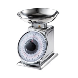 Tada 11lb Analog Mechanical Kitchen Weighing Food Scale with Bowl, Tare Function, Retro Style, Stainless Steel