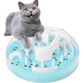 PAWISE Interactive Cat Puzzle Feeder,Adjustable Slow Feeder Toy for Indoor Cats, Non-Slip, Food-Safe Cat Enrichment Toys,Food Treat Dispenser,Mental Stimulation Toys for Bored Cats