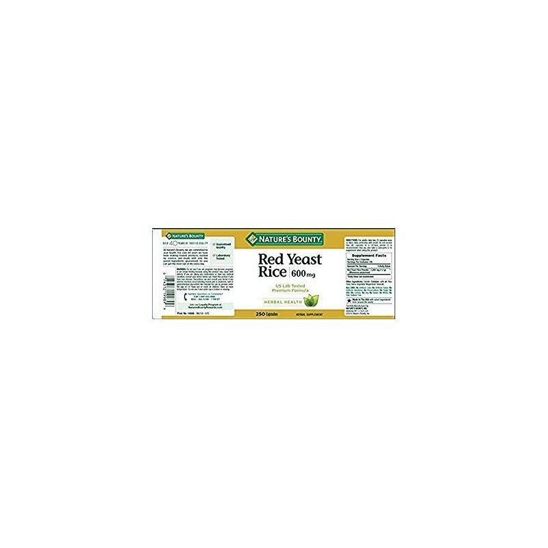 Nature's Bounty Red Yeast Rice 600 mg Capsules 250 ea