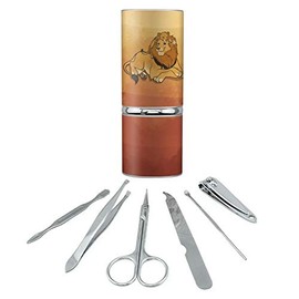 Dad Lion and Cub Stainless Steel Manicure Pedicure Grooming Beauty Care Travel Kit