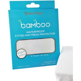 Kidz Kiss Bamboo Fitted Waterproof Cot Mattress Protector/Cover [Standard Cot] Ultra Thin, Soft, Breathable, Absorbent, Protects Mattress from Liquid or dust