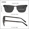 AVAWAY Mens Black Polarized Sunglasses Metal Rectangle Frame UV Protection