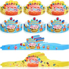 Zonon 36 Pieces Birthday Crowns for Kids Classroom Adjustable Colorful Happy Birthday Hats for School Kindergarten Party Supplies(Vivid Style)