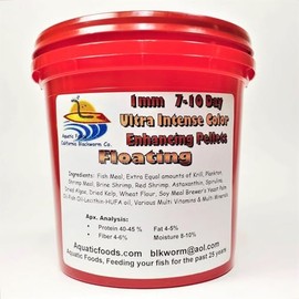 Aquatic Foods Inc. 7-10 Day Color Change Ultra Intense Color Enhancing 1mm - 3/64" Floating Pellets for All Baby Cichlids, Discus, All Tropical Fish, All Koi & Pond Fish - 1.1 lb Tub