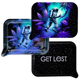3D Rolling Tray with Magnetic Lid 3D LID Rolling Trays 7"x5" Purple Herb (Small)