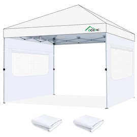 Acepic Instant Canopy SunWall for 10x10 Pop Up Canopy Frame with Mesh Window and Zipper, 99% Rainproof and UV Protection for Outdoor, Viewing the Scenery, and Ventilation (2 PCS Sidewalls Only, White)