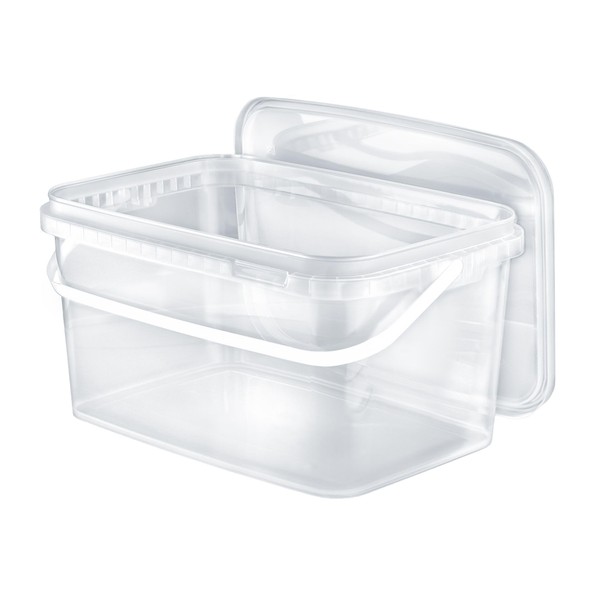 BenBow Rectangular bucket with lid 1.1 gal (1x 5L) transparent