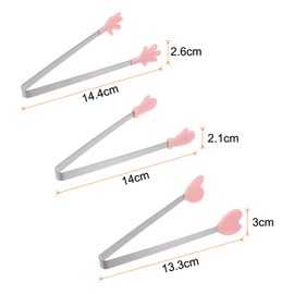sourcing map Mini Food Tongs 5.5" Pattern Shape Stainless Steel with Silicon Tips Small Cooking Tongs Kitchen Food Tongs Serving Tongs for Cooking Grilling BBQ Barbecue Kitchen, Pink