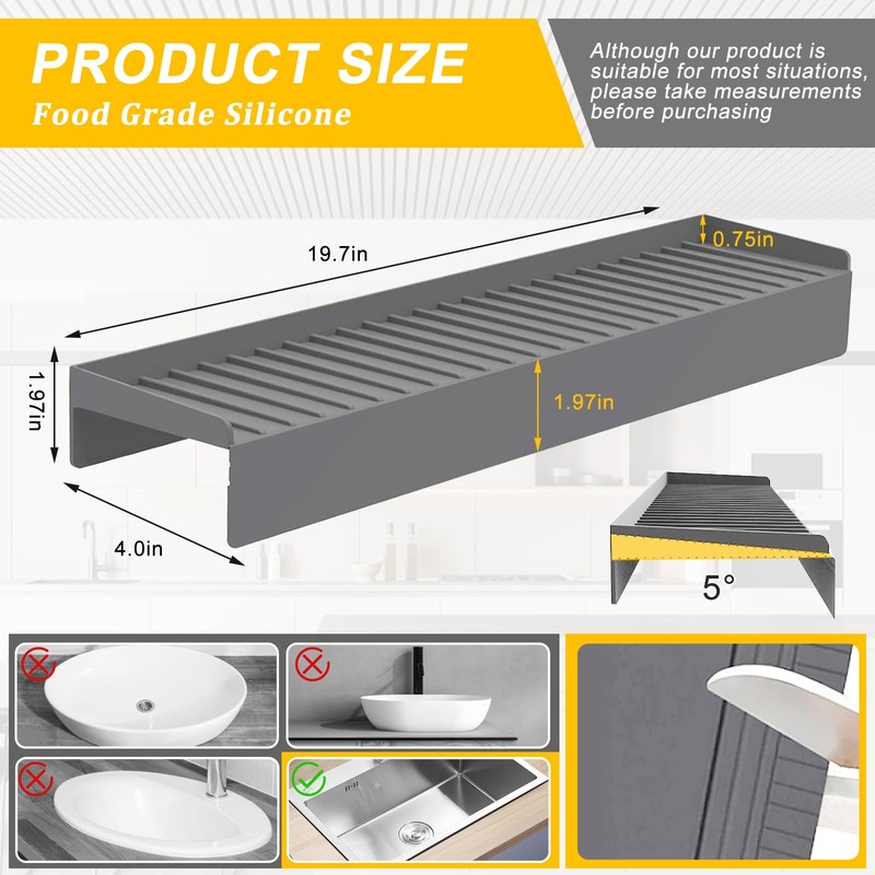 Kitlers Silicone Edge Protectors - Multifunction Sink Accessories, Splash Guard