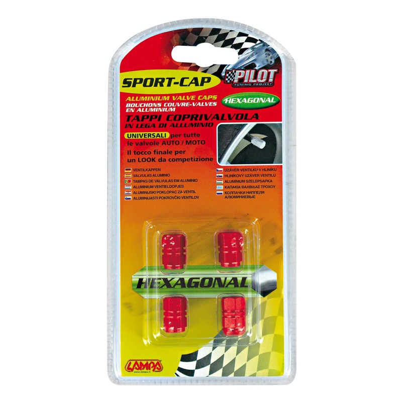 Lampa 02505 Sport Visor Exagonal Protective Caps Valve Caps Red