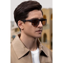 CARFIA Polarised Classic Mens Sunglasses for Sports UV400 Driving Glasses with Lightweight TR90 Square Frame