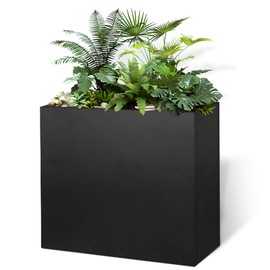 GZLVSOW Black Steel Metallic Heavy Planter for Outdoor Plants 30"x12"x24" Outdoor Metal Planter Spliced Flower Pot with Partitions for Outside,Indoor,Garden (Black, 30 * 12 * 24)