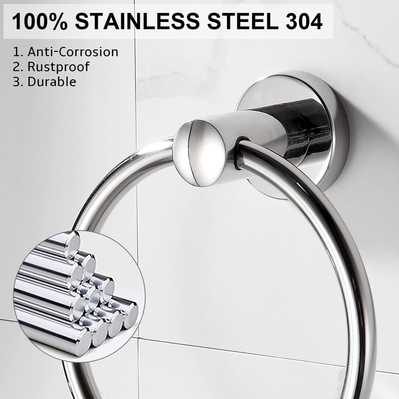 BGL Towel Ring Contemporary Style Stainless Steel 304 Chrome Bathroom