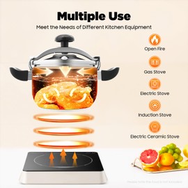 LyeXD 201 Stainless Steel Pressure Cooker, 6.35 Qt 60Kpa Pressure Pot Olla De Presion w/Pressure Limiting Valve, Stainless Steel Pressure Canner for Gas Stove Induction Cooker, Suitable for 10 People