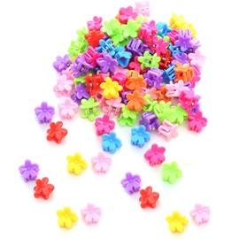 JEXOWIQ Pack of 50 Hair Clips Hair Accessories Girls Plastic Flowers Mini Hair Clips Beads Colourful Pearl Hair Clips Hair Beads Clip Small Hair Gripper for Girls Women
