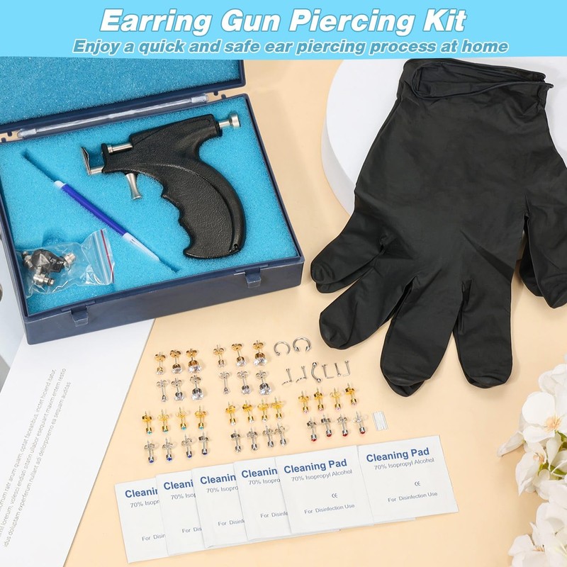 Professional Ear Piercing Gun Kit, Reusable Ear Piercing Machine with