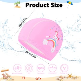 Focenat Swimming Cap for Kids, Comfortable Kids Swim Cap Kids Polyester Swimming Caps for Kids, Children, Boys and Girls Aged 2-12, Baby Lightweight Cartoon Bathing Swim Cap for Long and Short Hair (B)