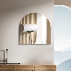 ROYUEXT Arched Mirror Wall Mounted 12 x 12 Inch, 2PCS Arched Bathroom Mirror Self Adhesive Frameless Glass Wall Mirrors with Polished Edgefor Decor Living Room Entrance Bedroom