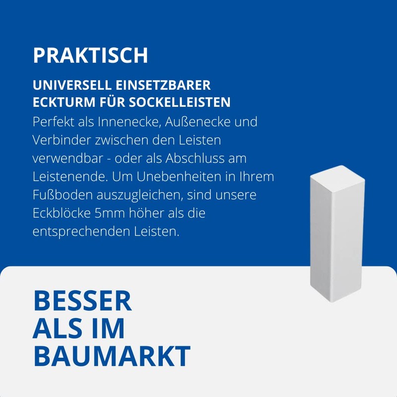 Universal Skirting Board Corner Tower MDF White (without Bevel) 65