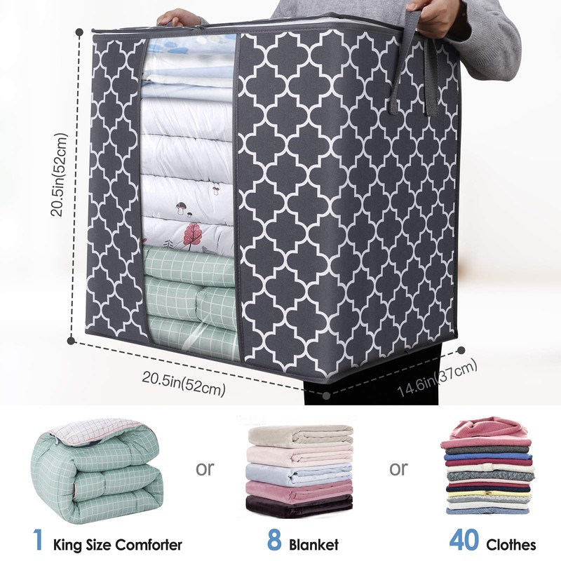 WISELIFE Storage Bags [3 Pack/100L] Large Blanket Clothes Organization and