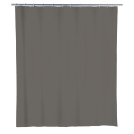 WENKO Shower curtain Mouse Grey - waterproof, easy to clean, with 16 shower curtain rings, Polyethylene, 240 x 180 cm, Grey