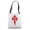 Camino de Santiago Large Red Sword Cross White Background Tote