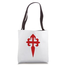 Camino de Santiago Large Red Sword Cross White Background Tote Bag