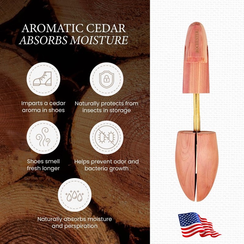 Rochester Men’s Shoe Tree, Removes Moisture and Odor, Cedar Shoe