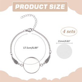 PH PandaHall 4 Sets Sublimation Blank Bracelet Heat Transfer Bracelets with Cabochon Chain Bracelet Bezel Settings Sublimation Round Photo Tray for Valentine's Day Wedding Craft Jewellery Making