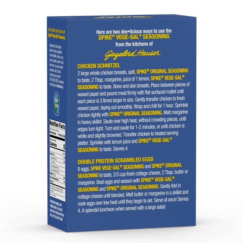 Spike Vege-Sal All-Purpose Seasoning, All Natural, Low Sodium, No Sugar,