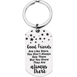 PLwelth Best Friends Keychain for Women Men Good Friends are Like Stars Keychain Friendship Gift Cute Long Distance BFF Dog Tag Kids Adult Funny True Friends Leaving Apart Gift for Birthday Christmas