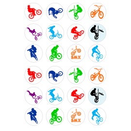 24 edible BMX Wafer Card kids childrens party decorations pre cut Cupcake Toppers