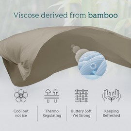 Cooling Sheets Set Full Size, Viscose Derived from Bamboo for Hot Sleepers | Deep Pocket Up to 15 Inch | Silky Soft & Breathable Bedding - 4PC (Full, Simply Taupe)